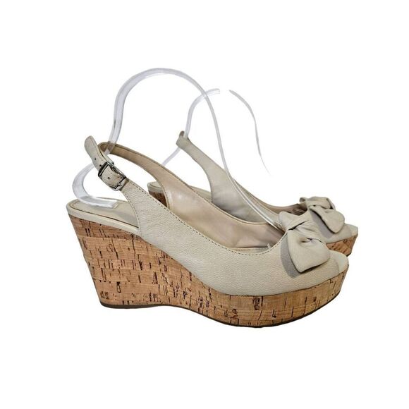 Franco Sarto cream colored cork wedge sandals. Size 8.5. - Picture 1 of 6